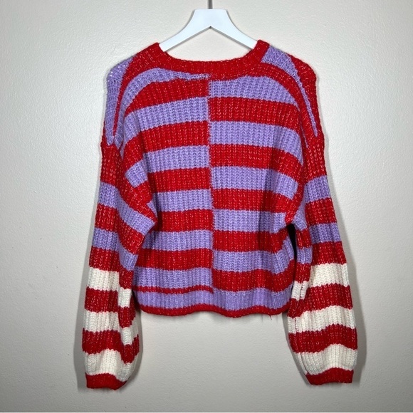 BlankNYC Womens Good Mood Multicolor Stripe Balloon Sleeve Sweater Size Small - Picture 8 of 8